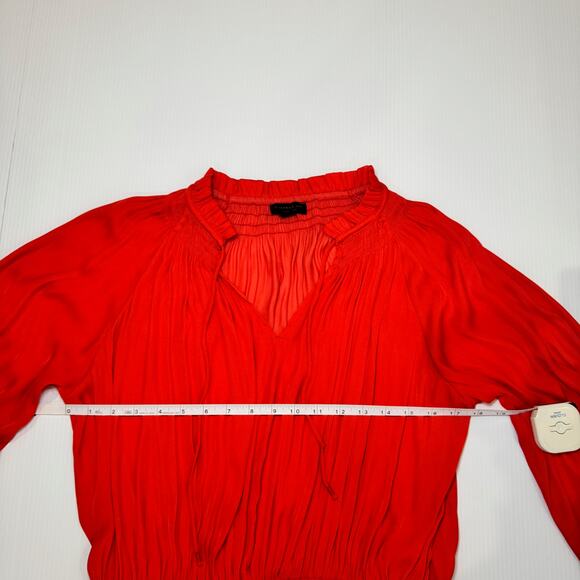 Anthropologie Poppy Mini Dress Red Smocked Medium Cottagecore Coquette Festival - Picture 5 of 16